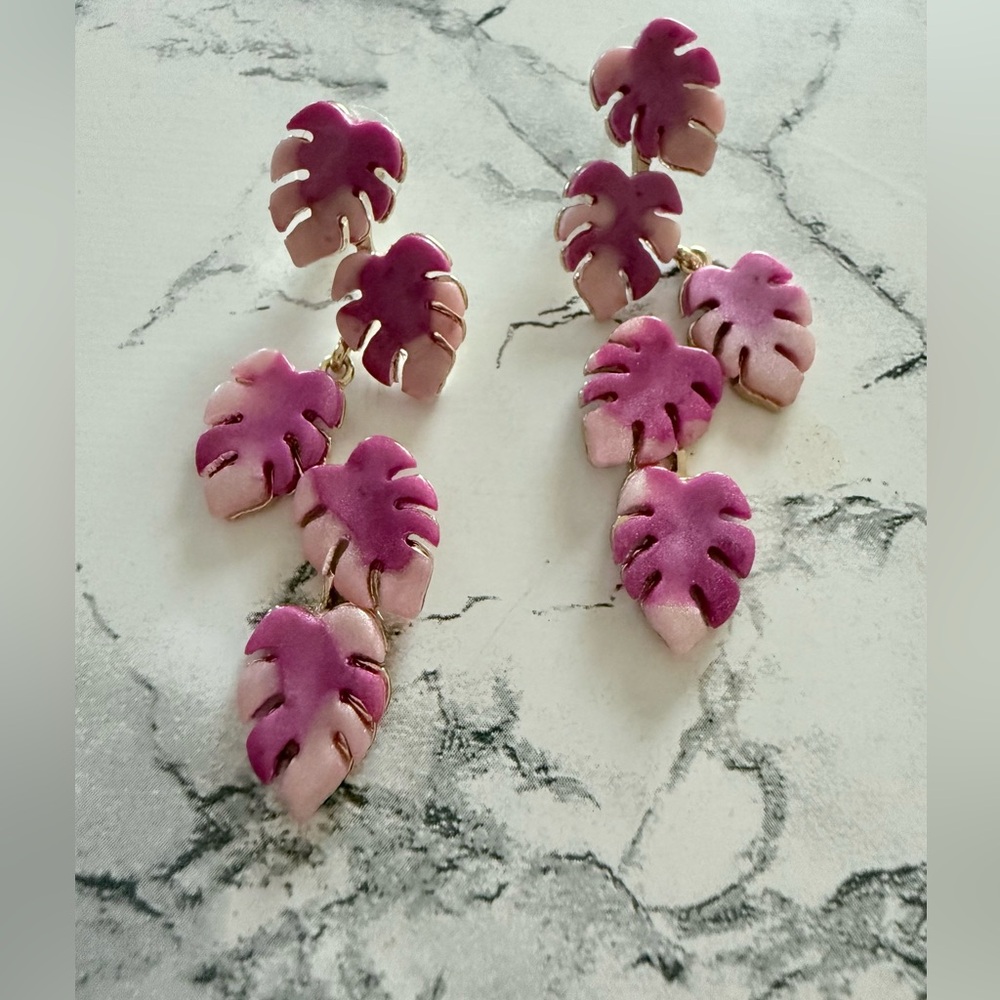 Monstera Leaf Drop Earrings